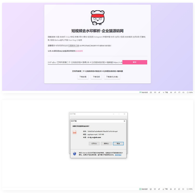 【亲测】网页版短视频去水印源码，上传既用-RJCK软件仓库-国内外原版软件&素材源码下载